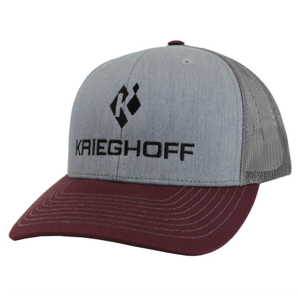 Krieghoff “Richardson” Trucker Hat, Grey/Charcoal/Maroon