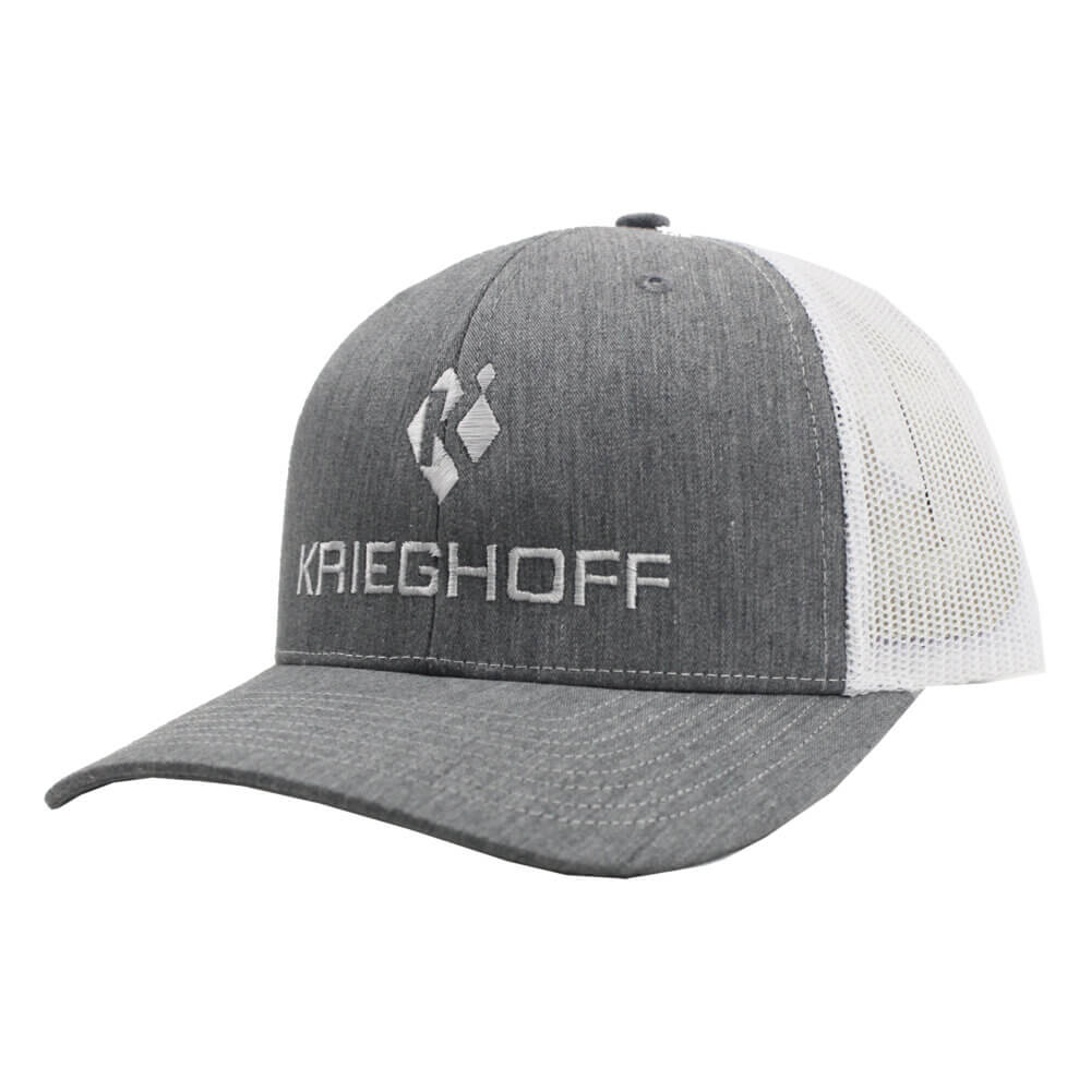 Krieghoff “Richardson” Trucker Hat, Heather Grey/White