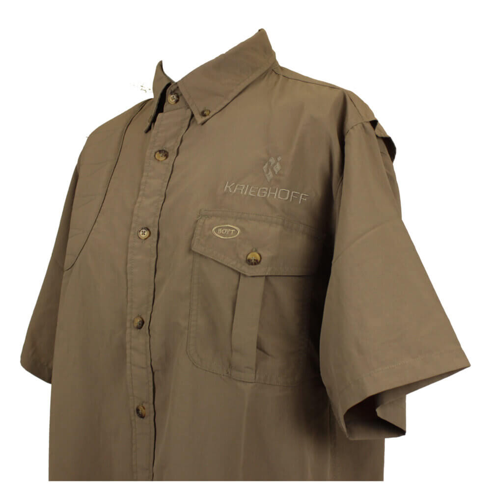 Krieghoff “Pica Zuro” Short Sleeve Button Down Mesh Back Shirt by Boyt, Khaki